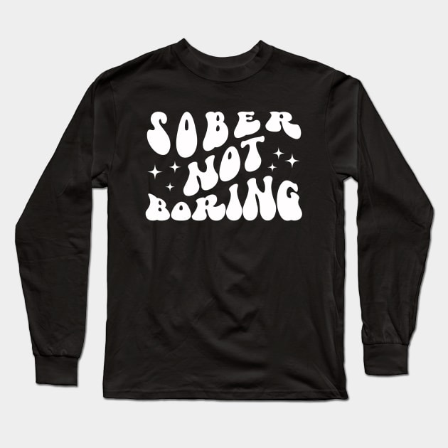 Sober Not Boring Wave Long Sleeve T-Shirt by SOS@ddicted